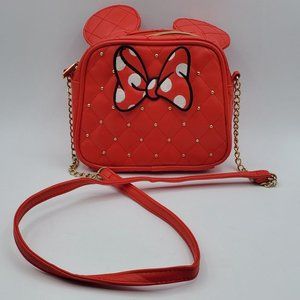Disney Store Minnie Mouse Ears Fashion Bag Purse Tote Girls Red Faux Leather